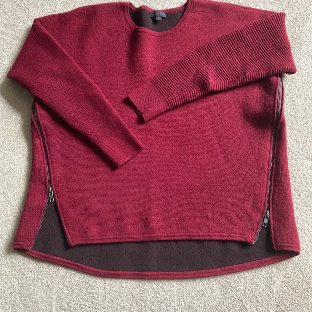 Cropped heavy weight knit burgundy sweater